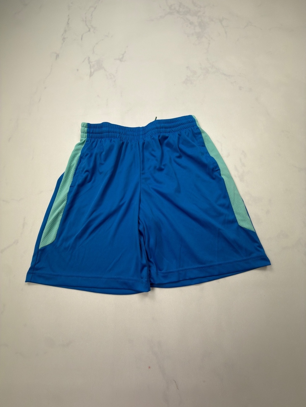 Tek Gear Colorblock Athletic Shorts Blue Modern Loose Fit - Boys L Husky